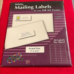 White Mailing Labels for Ink Jet Printers